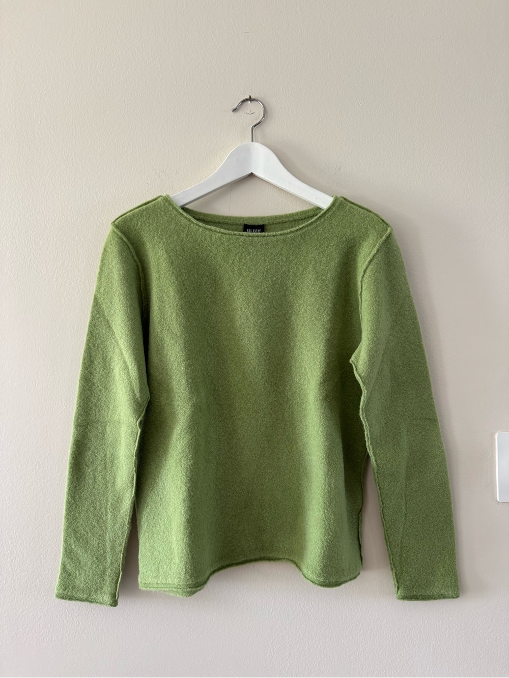 Eileen Fisher: Light Green Wool Crewneck Sweater